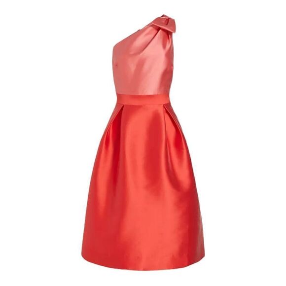 Teri Jon One Shoulder Colorblocked Satin Cocktail Dress Size 6 - Picture 8 of 13